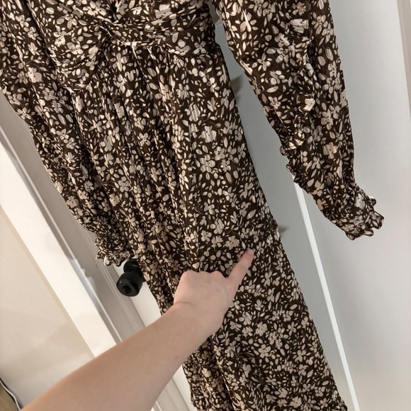 Sabina Musayev Large Legend Dress Brown Floral Ruffle Tiered Midi Boho Read - Picture 9 of 15